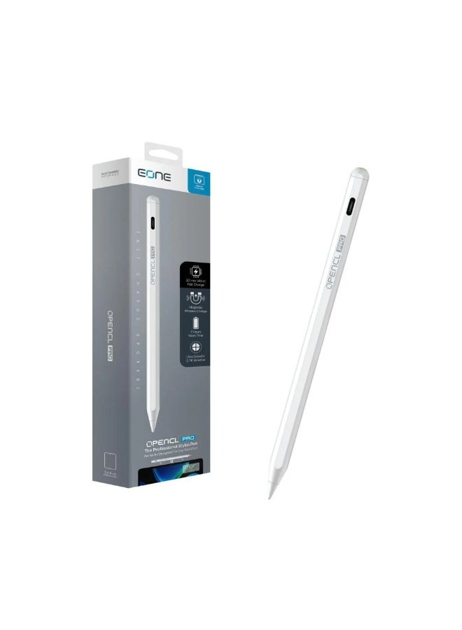 إيون EONE OPENCIL PRO قلم ذكي للآيباد – شحن USB-C ومغناطيسي – حساسية ميل عالية – لون أبيض - Image 1